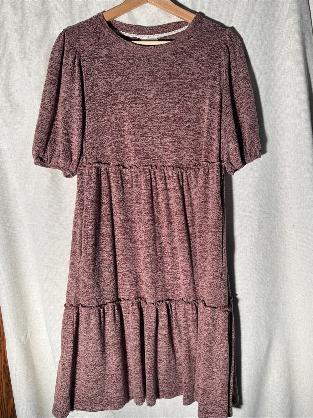 Heathered Mauve Tiered Knit Dress